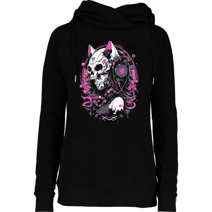 Anime Manga Cat Girl Aesthetic Techwear Harajuku Womens Funnel Neck Pullover Hood