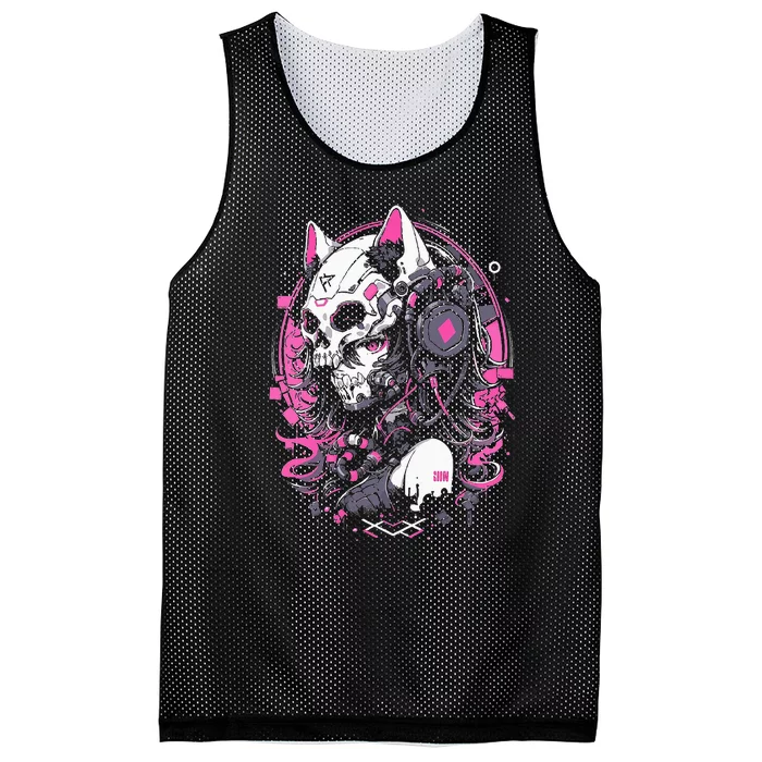 Anime Manga Cat Girl Aesthetic Techwear Harajuku Mesh Reversible Basketball Jersey Tank