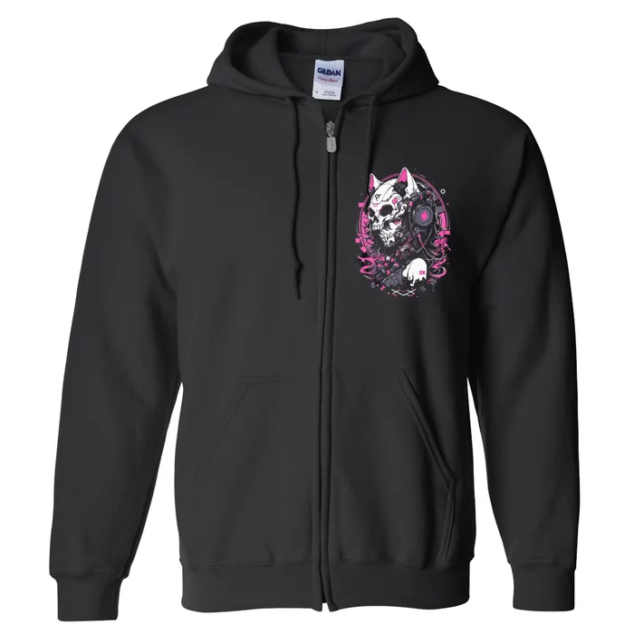 Anime Manga Cat Girl Aesthetic Techwear Harajuku Full Zip Hoodie