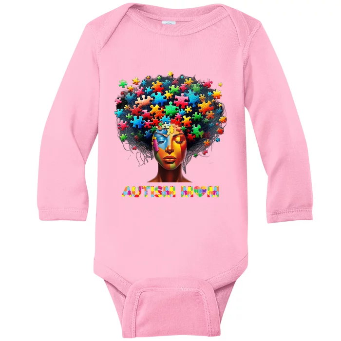 Autism Mom Colorful Puzzle Mother Autism Awareness Mama Gift Baby Long Sleeve Bodysuit