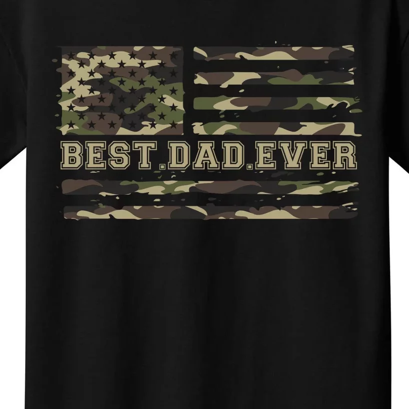 American Military Camouflage Flag Funny Gift Best Dad Ever Kids T-Shirt