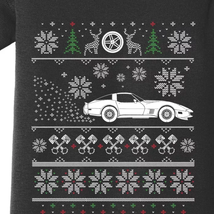 American Muscle Car Lovers Ugly Christmas Ugly Design Baby Bodysuit