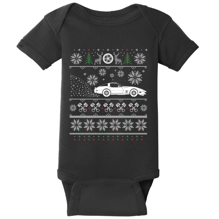 American Muscle Car Lovers Ugly Christmas Ugly Design Baby Bodysuit