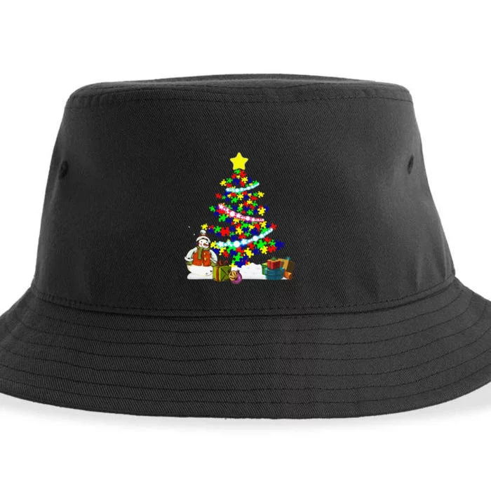 Autism Merry Christmas Autism Awareness Puzzel Xmas Cute Sustainable Bucket Hat