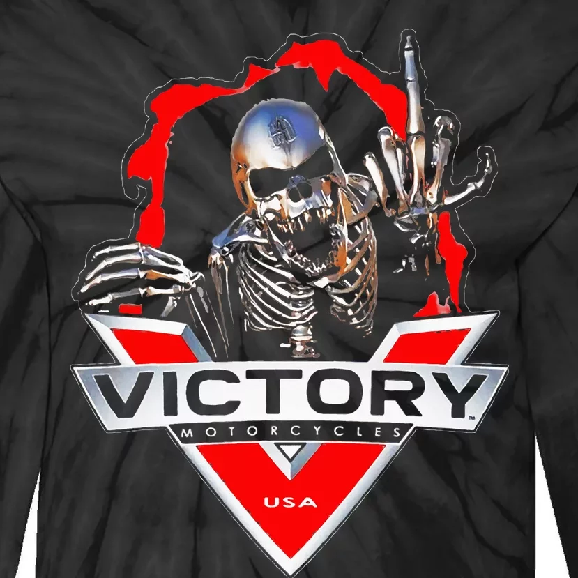 American Motor Cycles Victory Usa Skeleton Tie-Dye Long Sleeve Shirt