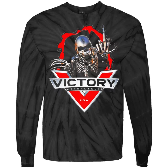 American Motor Cycles Victory Usa Skeleton Tie-Dye Long Sleeve Shirt