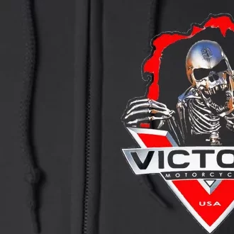 American Motor Cycles Victory USA Skeleton Funny Graphic Full Zip Hoodie