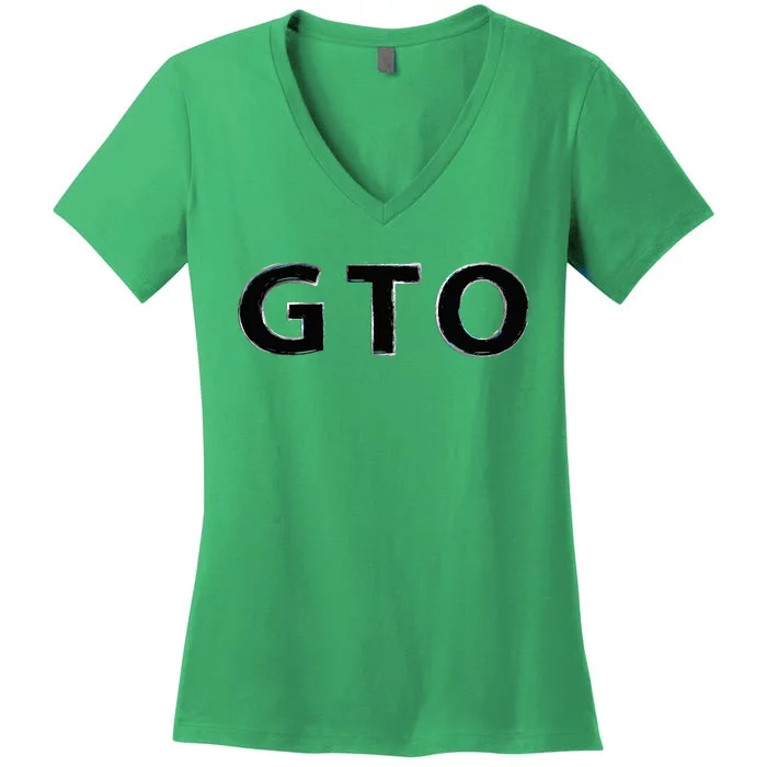 American Muscle Cars Classic Gto Car Culture Car Guys Women's V-Neck T-Shirt