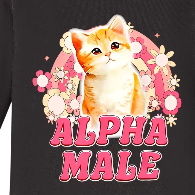 Alpha Male Cat Kitten Funny For Men Women Baby Long Sleeve Bodysuit