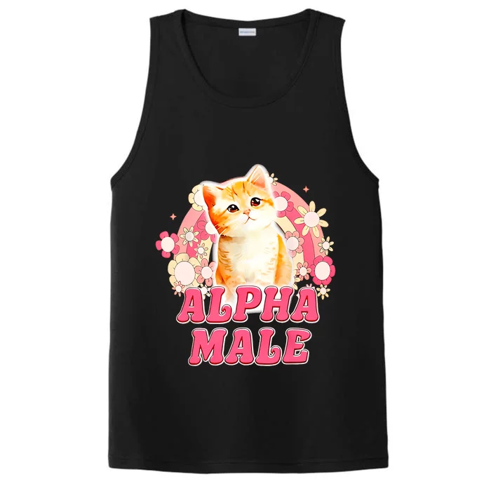 Alpha Male Cat Kitten Funny For Men Women Performance Tank