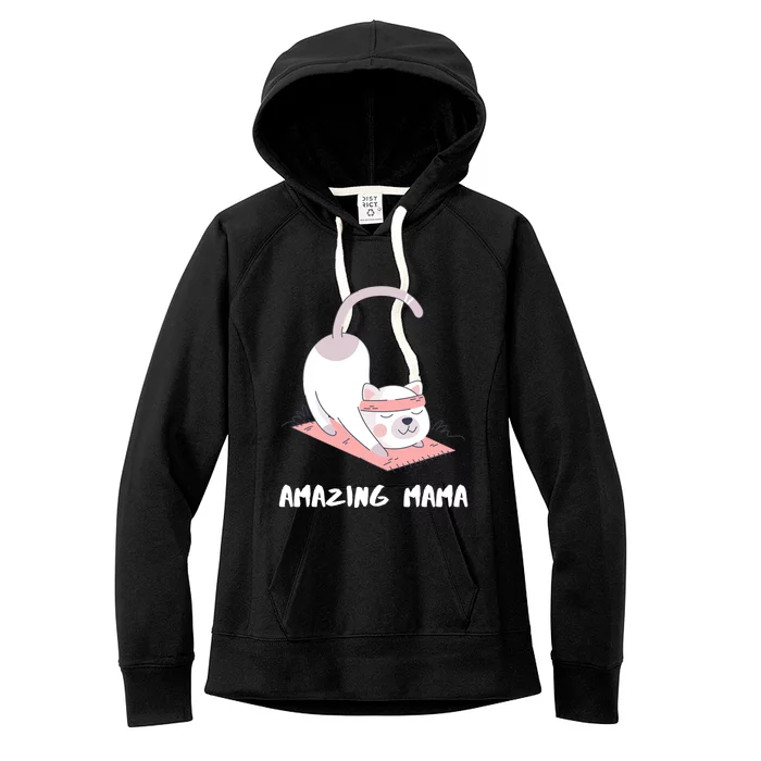 Amazing Mama Cat Yoga Mom Cute Gift Women's Fleece Hoodie