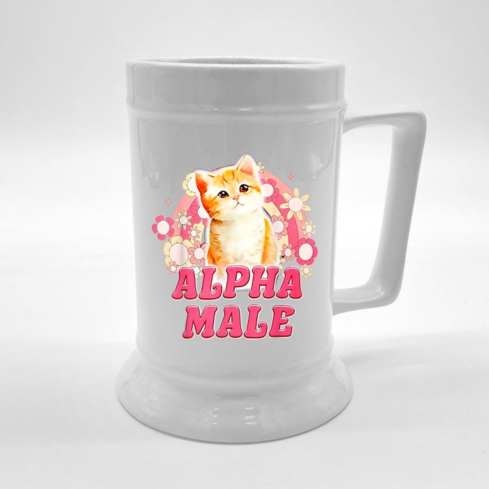 Alpha Male Cat Kitten Funny Front & Back Beer Stein