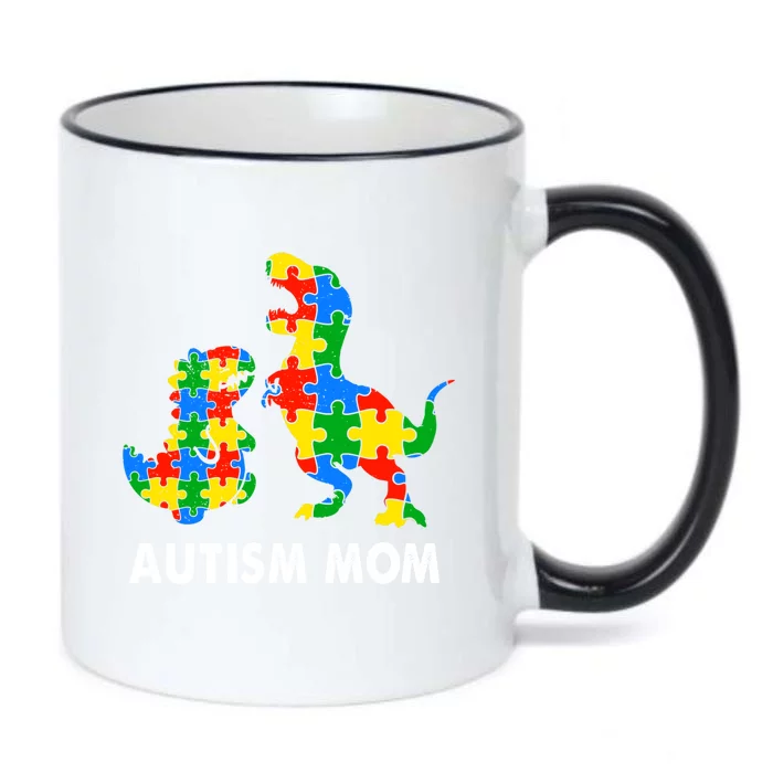 Autism Mom Dinosaur Lovers Dino Mommy Mama Autism Awareness Funny Gift Black Color Changing Mug