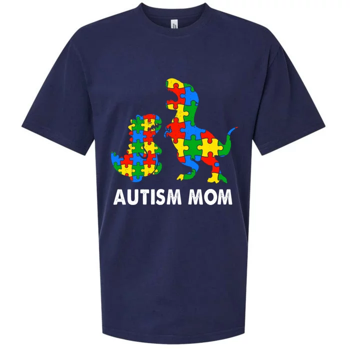 Autism Mom Dinosaur Lovers Dino Mommy Mama Autism Awareness Funny Gift Sueded Cloud Jersey T-Shirt