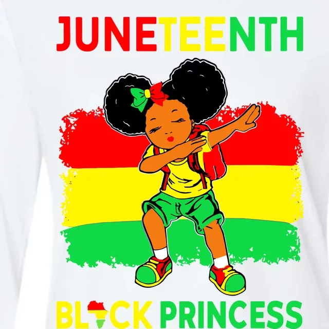 Afro Melanin Dabbing Girl Black Princess Juneteenth Womens Cotton Relaxed Long Sleeve T-Shirt