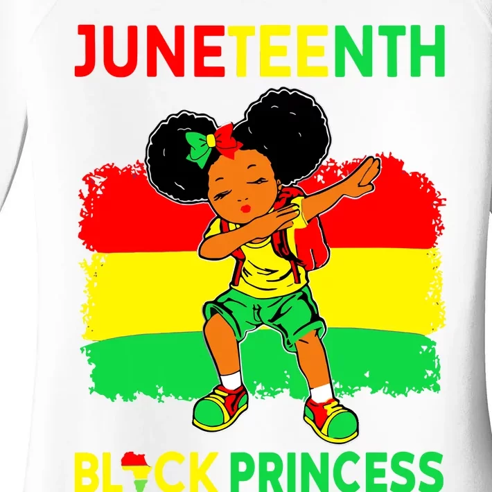 Afro Melanin Dabbing Girl Black Princess Juneteenth Women's Perfect Tri Tunic Long Sleeve Shirt