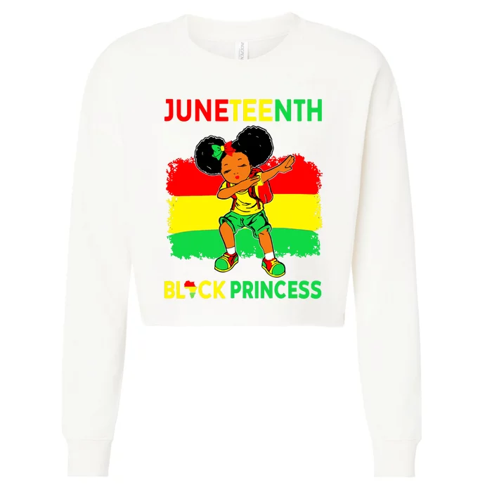 Afro Melanin Dabbing Girl Black Princess Juneteenth Cropped Pullover Crew