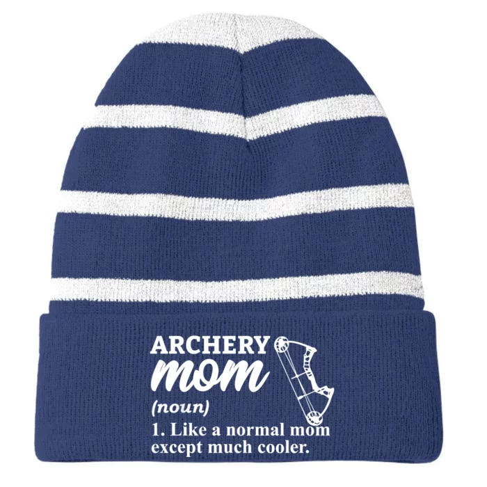 Archery Mom Definition Arrow Bow Hunting Striped Beanie with Solid Band