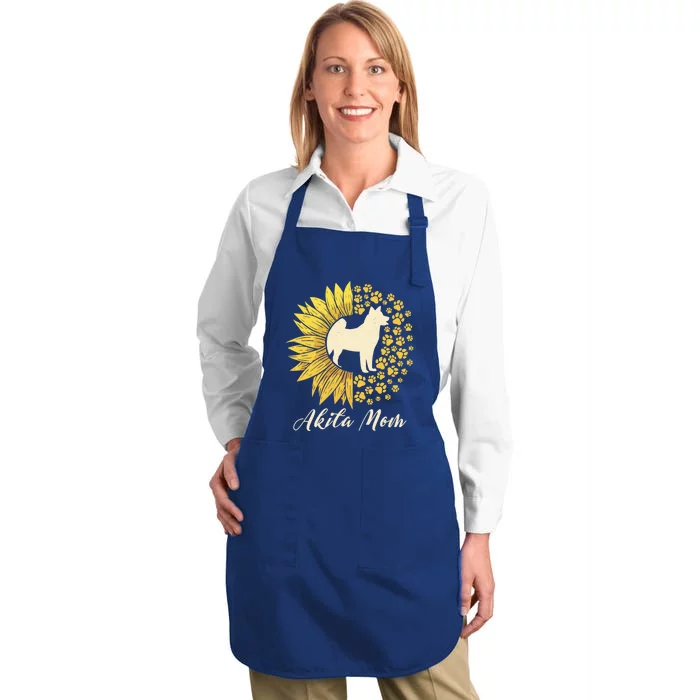 Akita Mom Dog Mom Sunflower American Akita Inu Gift Full-Length Apron With Pocket