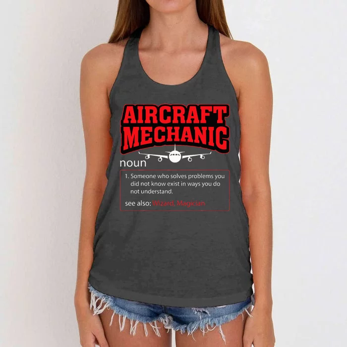 Aircraft Mechanic Definition Airplane Mechanic Women's Knotted Racerback Tank