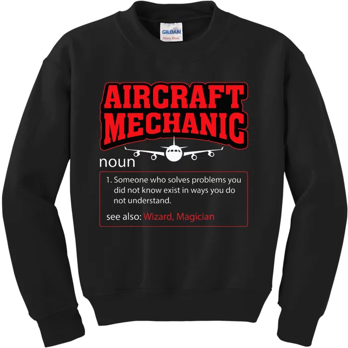 Aircraft Mechanic Definition Airplane Mechanic Kids Sweatshirt