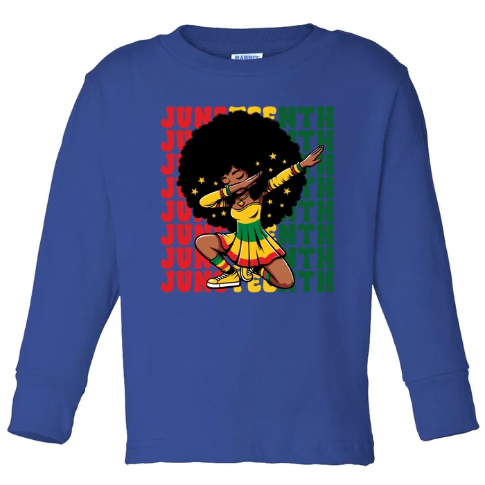 Afro Melanin Dabbing Black Junenth Black History Gift Toddler Long Sleeve Shirt