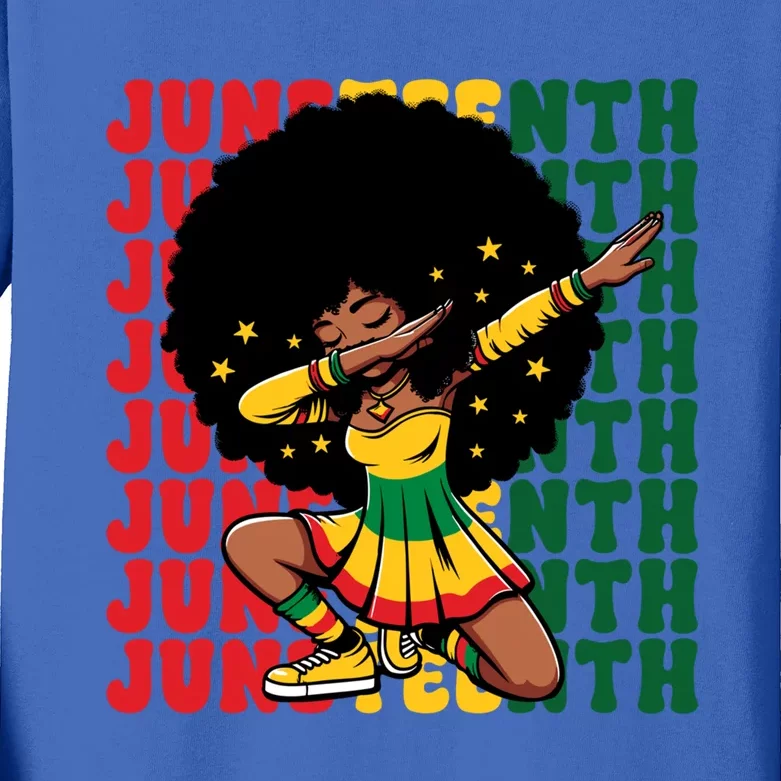 Afro Melanin Dabbing Black Junenth Black History Gift Kids Long Sleeve Shirt