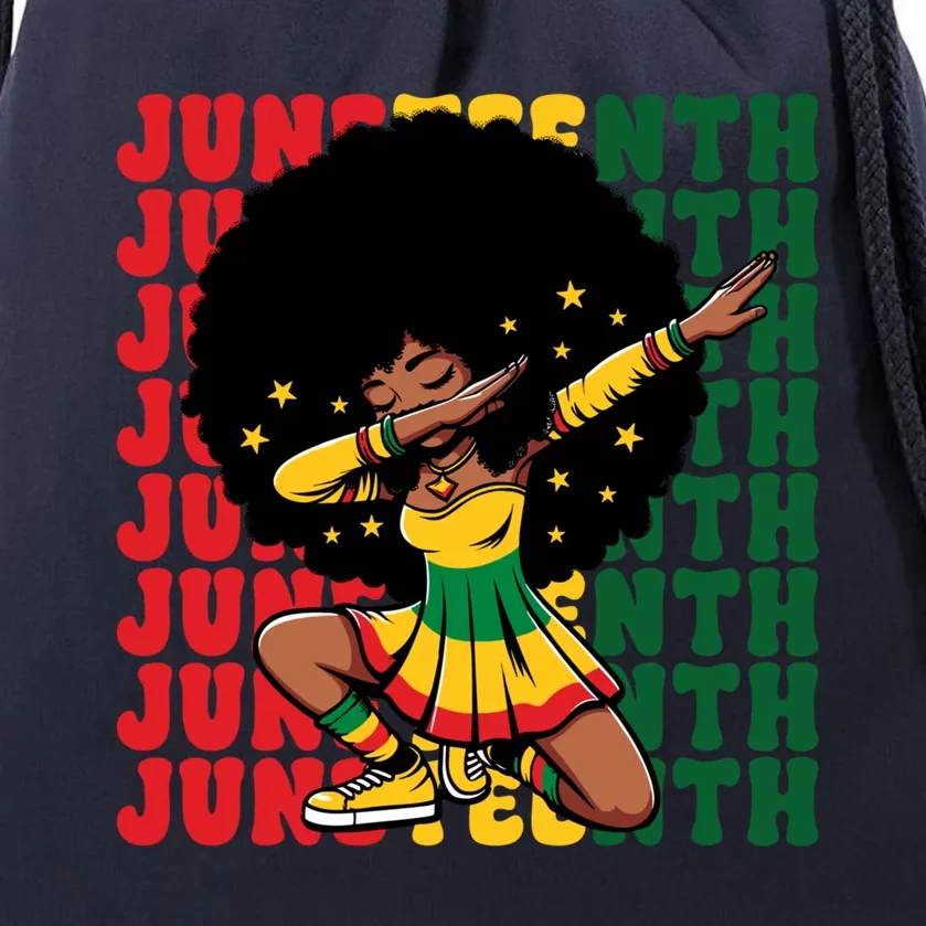 Afro Melanin Dabbing Black Junenth Black History Gift Drawstring Bag