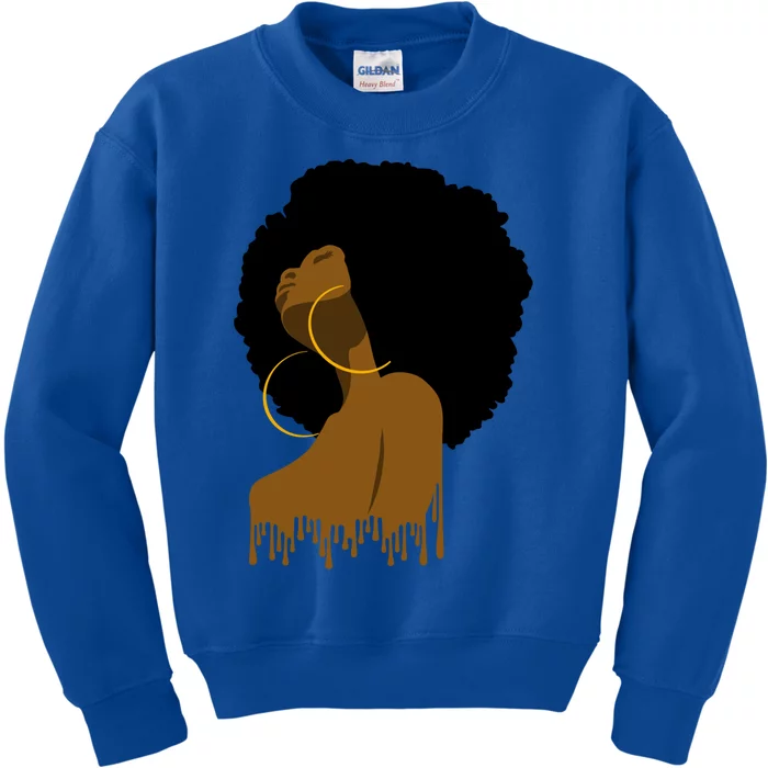 Afro Melanin Drippin African Art Black History Gift Kids Sweatshirt