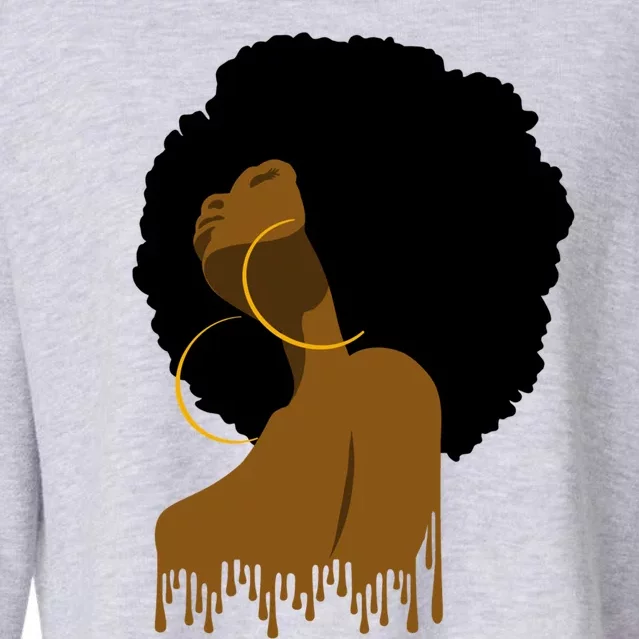 Afro Melanin Drippin African Art Black History Gift Cropped Pullover Crew