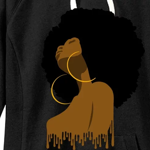 Afro Melanin Drippin African Art Black History Gift Great Gift Women's Fleece Hoodie