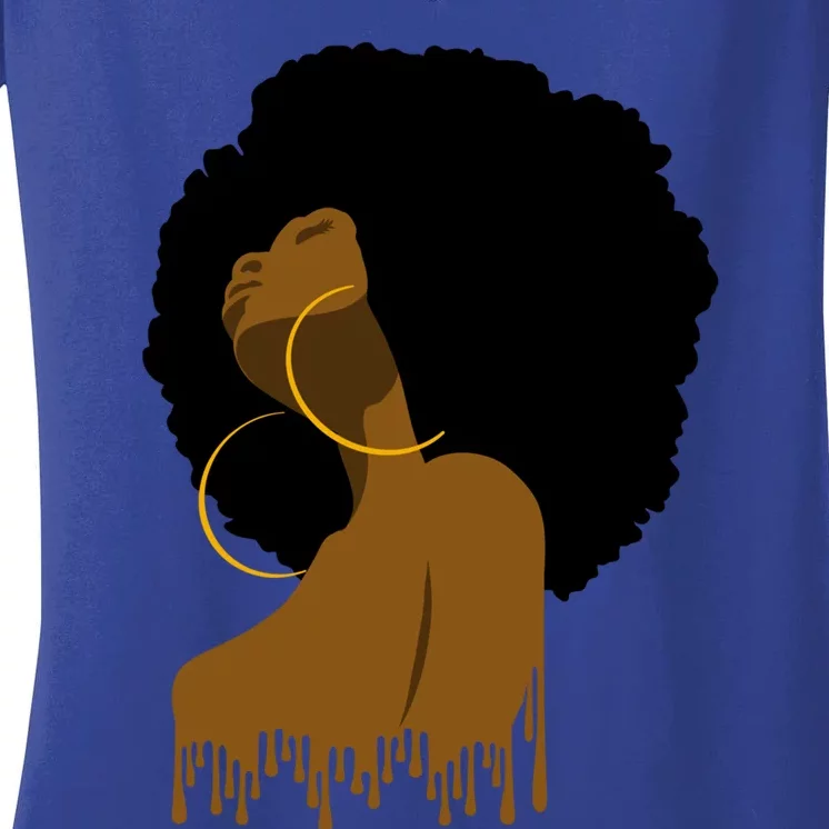 Afro Melanin Drippin African Art Black History Gift Great Gift Women's V-Neck T-Shirt