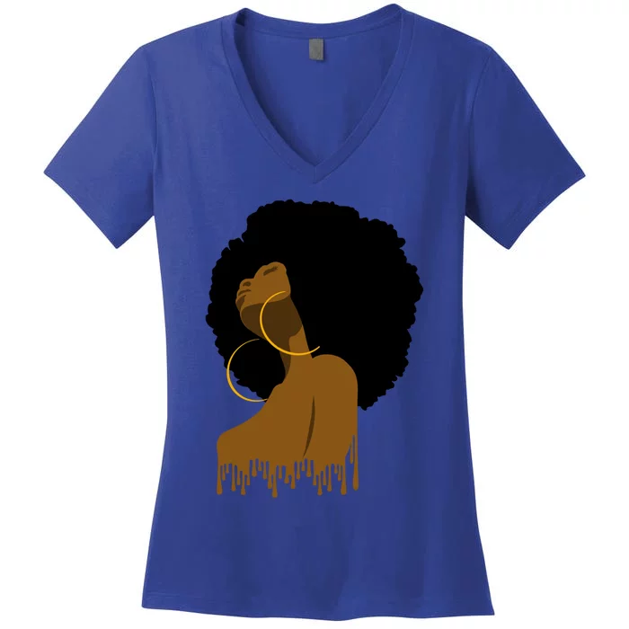 Afro Melanin Drippin African Art Black History Gift Great Gift Women's V-Neck T-Shirt