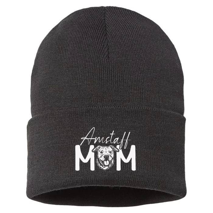 Amstaff Mom Dog Mom American Staffordshire Terrier Sustainable Knit Beanie