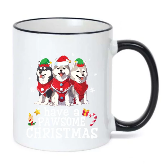 Alaskan Malamute Dogs Merry Mom Dad Have A Pawsome Christmas Gift Black Color Changing Mug