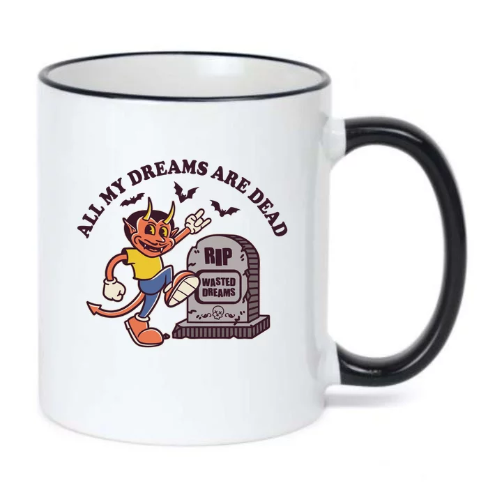 All My Dreams Are Dead RIP Wasted Dreams Retro Cartoon Devil Black Color Changing Mug