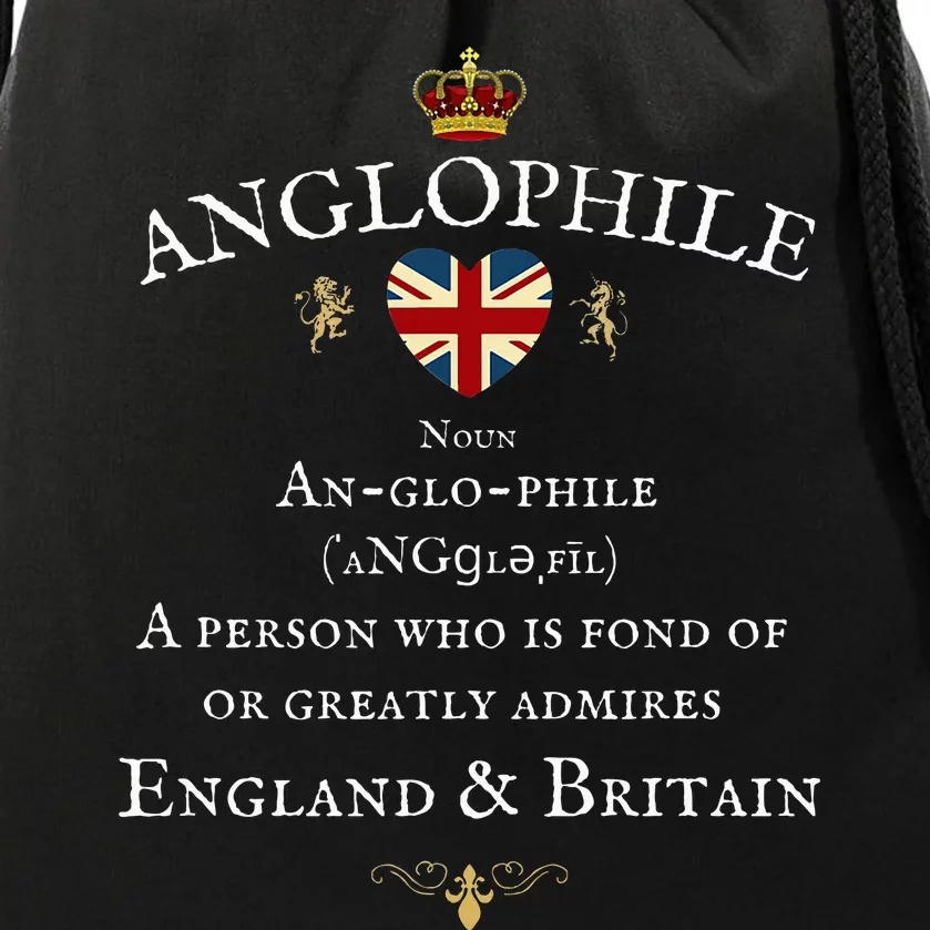 Anglophile Meaning England & Britain Lover British Flag Drawstring Bag