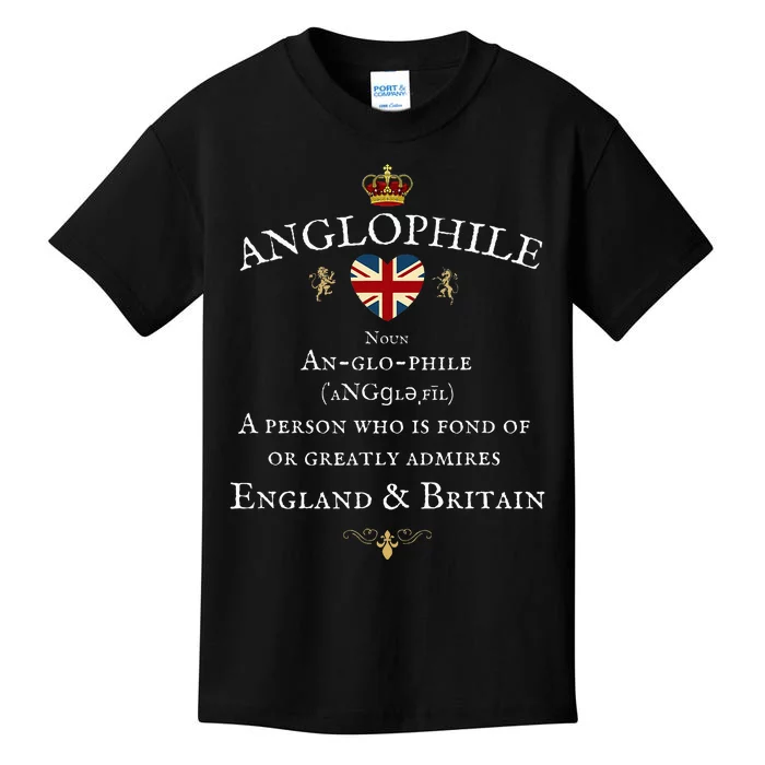 Anglophile Meaning England & Britain Lover British Flag Kids T-Shirt