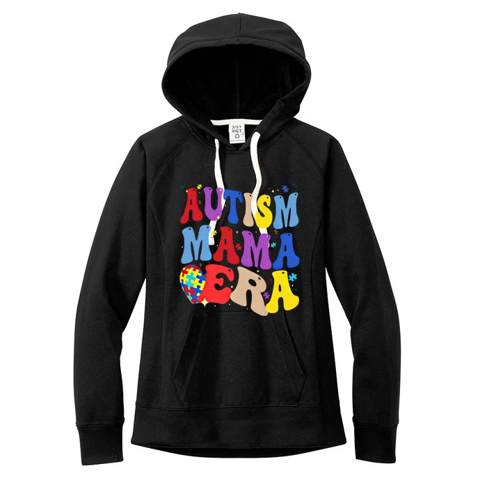 Autism Mama Era Groovy Autism Mom Mothers Day Great Gift Women's Fleece Hoodie