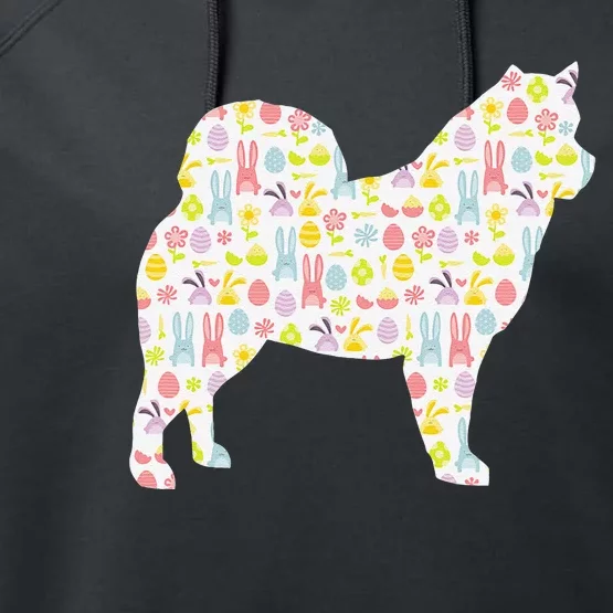 Alaskan Malamute Easter Bunny Dog Silhouette Performance Fleece Hoodie