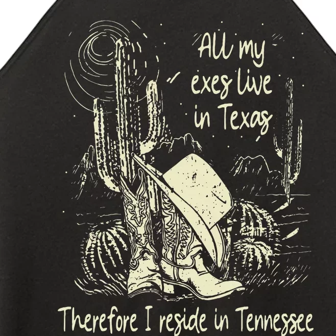 All My Exes Live In..Therefore I Reside In Tennessee Deserts Women’s Perfect Tri Rocker Tank