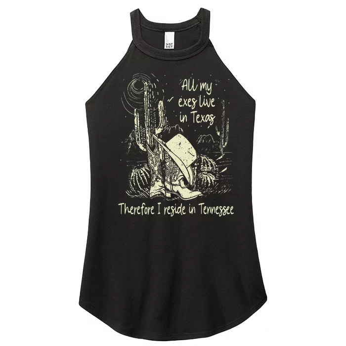 All My Exes Live In..Therefore I Reside In Tennessee Deserts Women’s Perfect Tri Rocker Tank