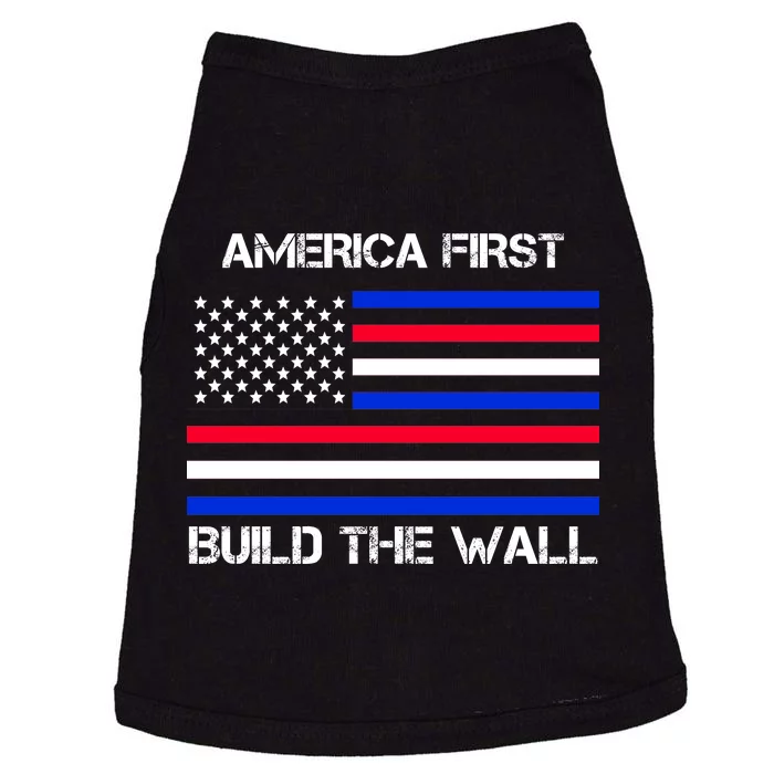 America First Build The Wall Flag Doggie Tank