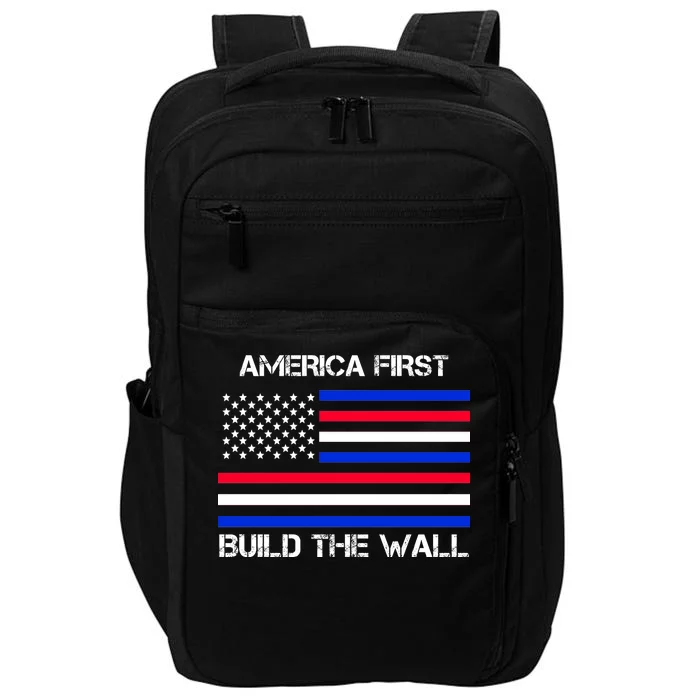 America First Build The Wall Flag Impact Tech Backpack