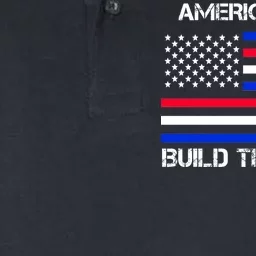 America First Build The Wall Flag Softstyle Adult Sport Polo