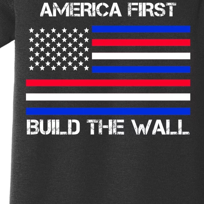 America First Build The Wall Flag Baby Bodysuit