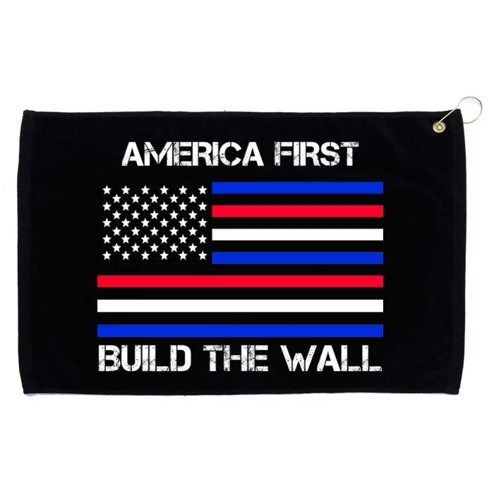 America First Build The Wall Flag Grommeted Golf Towel