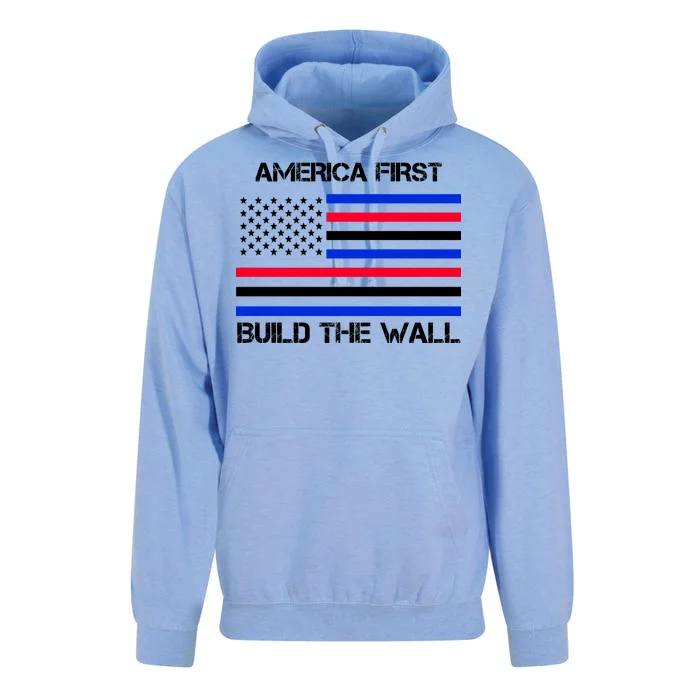 America First Build The Wall Flag Unisex Surf Hoodie