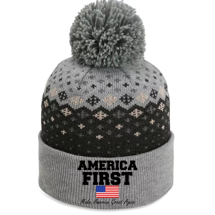 America First Make America Great Again Donald Trump USA Flag The Baniff Cuffed Pom Beanie