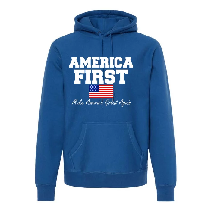 America First Make America Great Again Donald Trump USA Flag Premium Hoodie